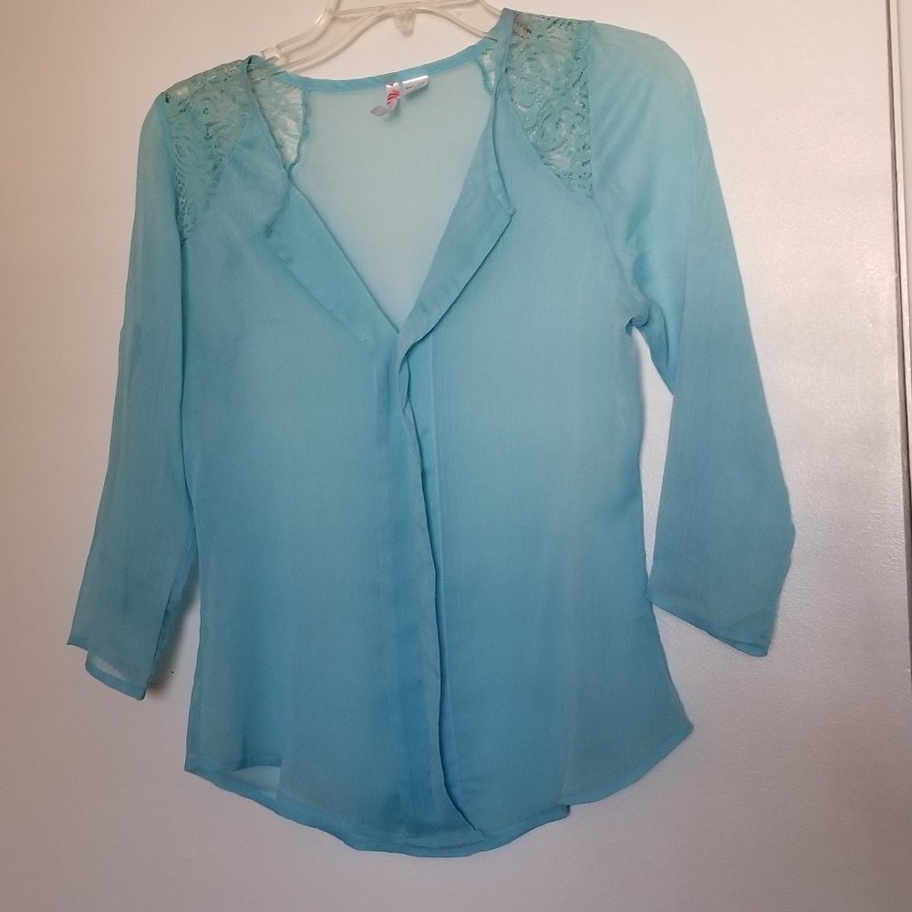 6 Degrees 3/4 Sleeve Sheer Blouse Size XS